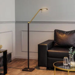 Rothfels Lisanora Lampadaire LED, Noir, Laiton