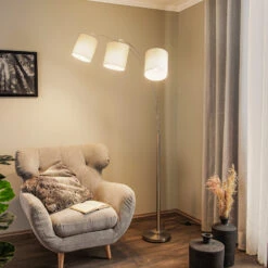 Lindby Nanika Lampadaire, Nickel/taupe